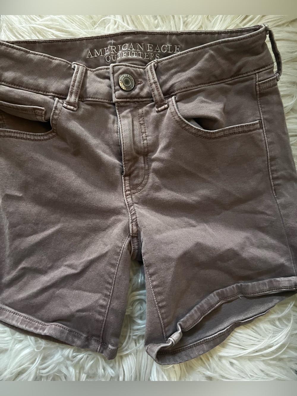 American Eagle Outfitters Taupe-Stone High-Rise Jean Shorts
